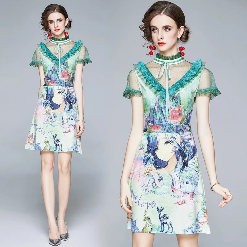 Women's high neck cocktail mini dress